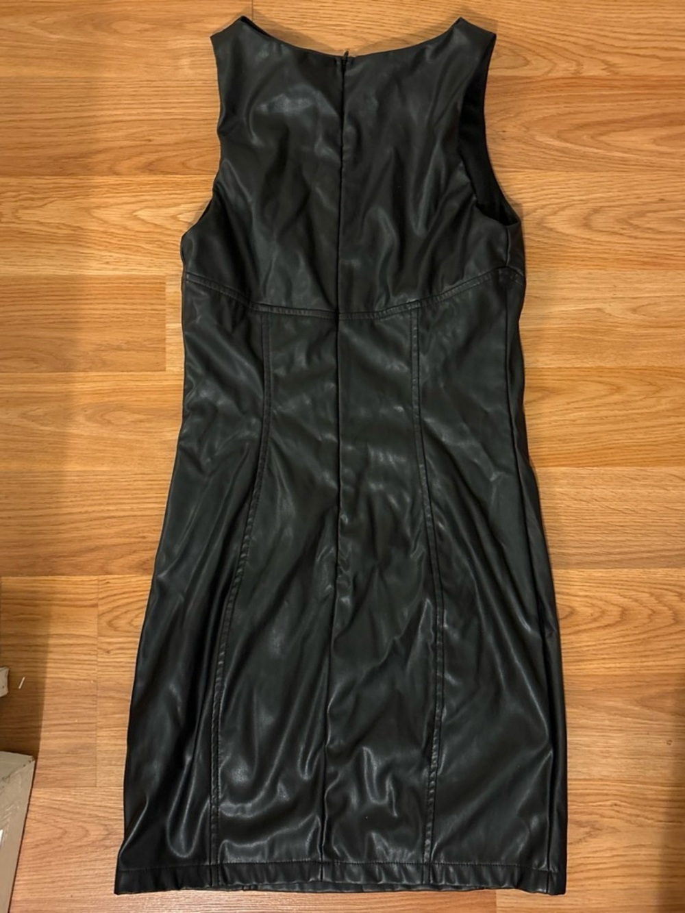 Amazon Black Faux-Leather Sleeveless Midi Dress